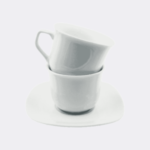 CERAMIC CUP & SAUCER WHITE  - SQ 001W